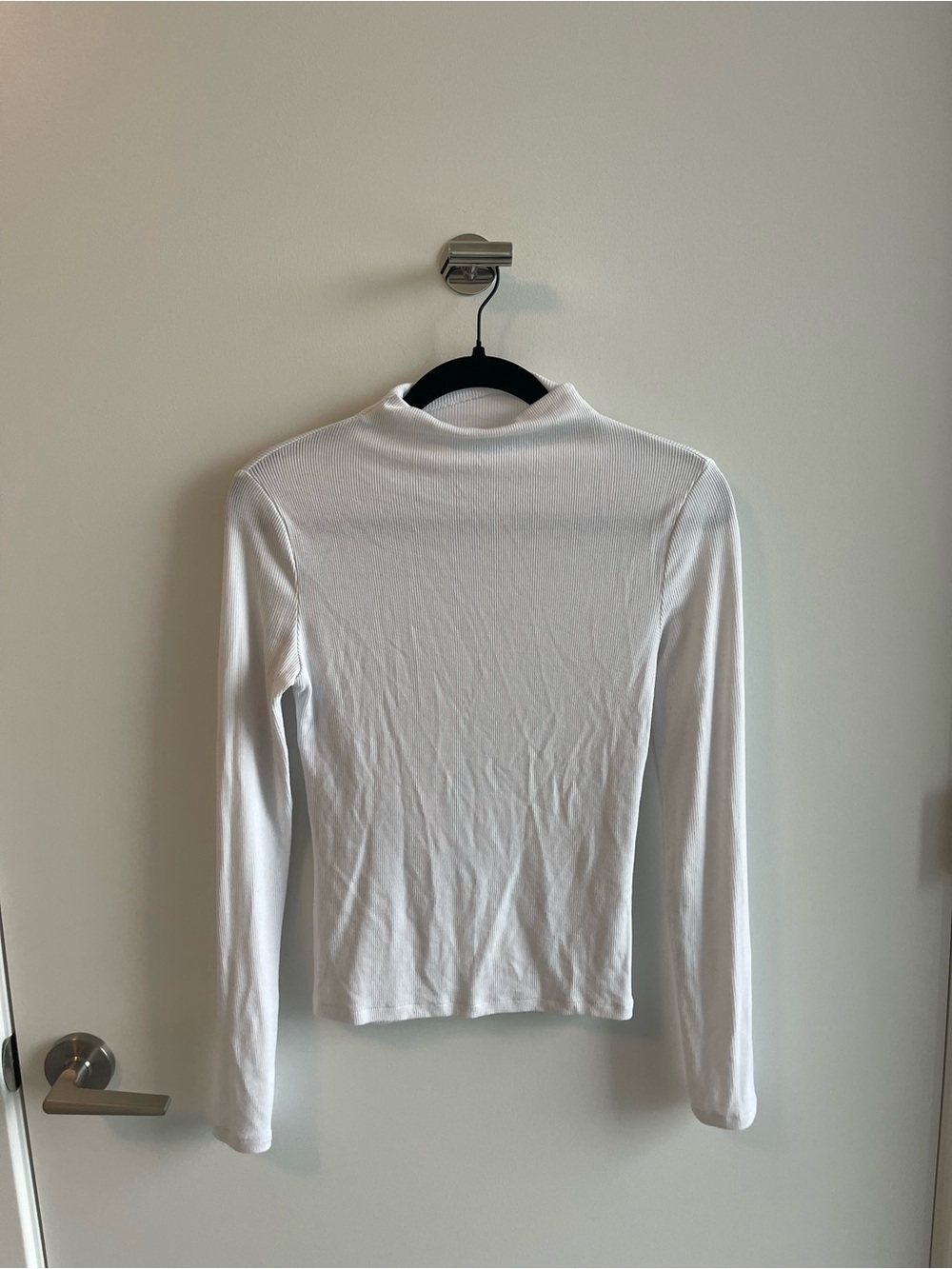 Abercrombie White Long-Sleeve Mock Neck Top